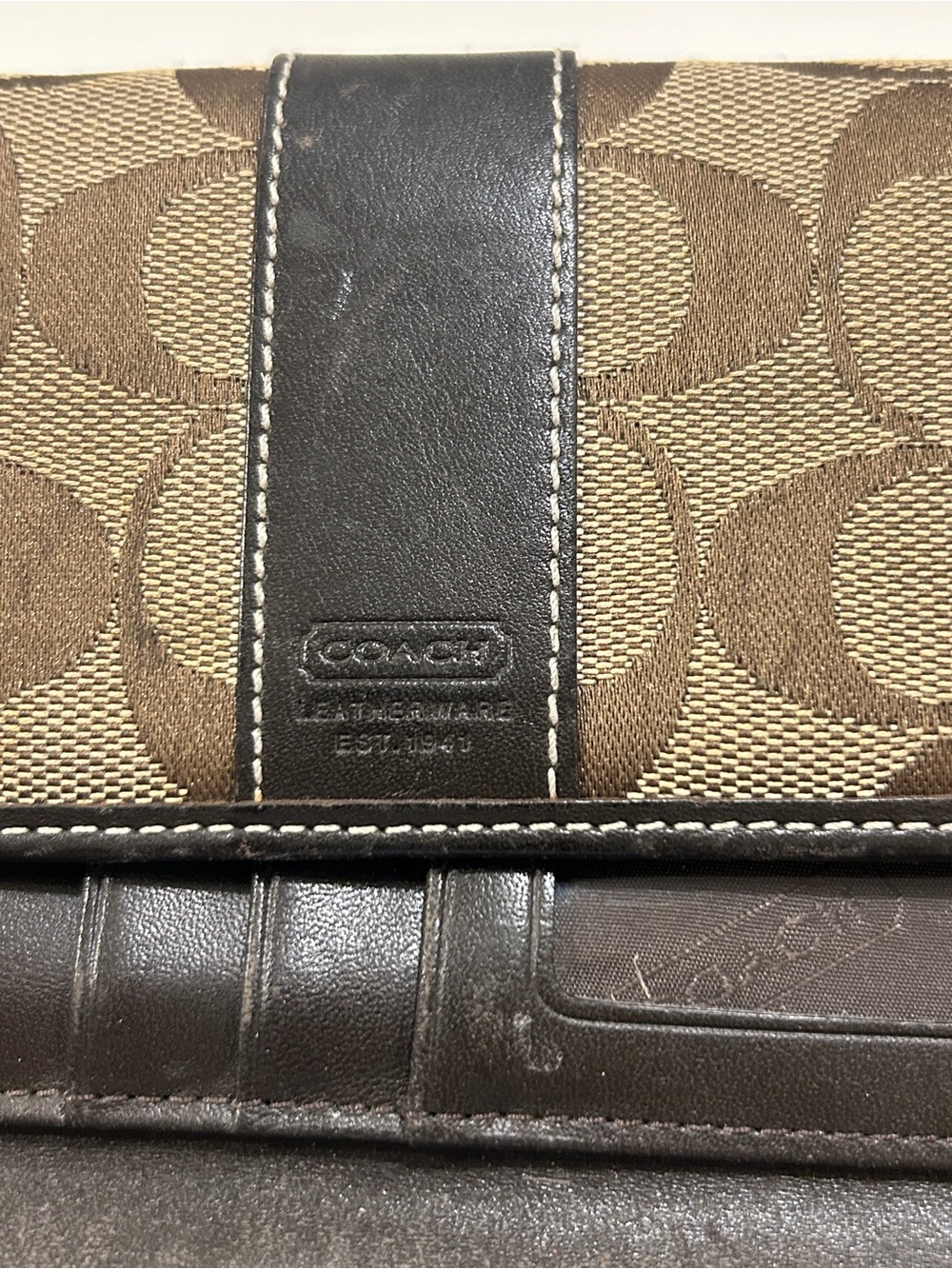 COACH Jacquard & Leather SIGNATURE C Checkbook Wallet With Checkbook Cover - Picture 5 of 8